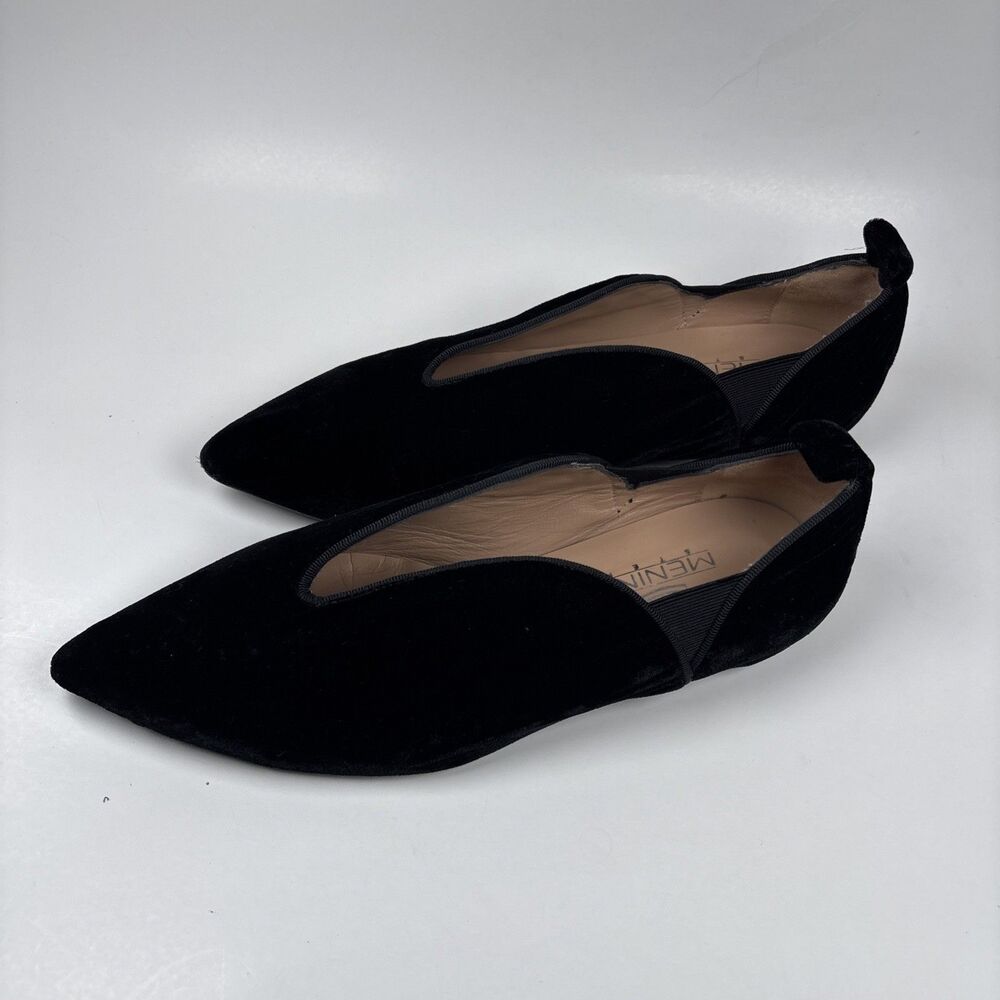 Menina Black Velvet Pointed Toe Smoking Slipper Flats Women’s Elegant Loafers 37 - Picture 15 of 16